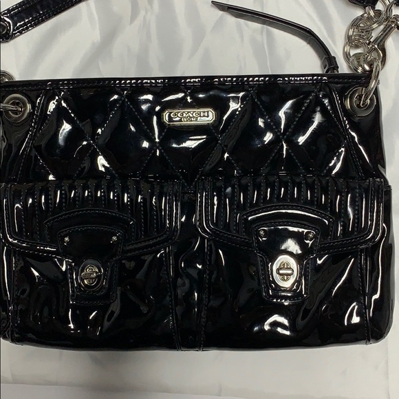 Women’s Black Patent Leather COACH Messenger Purse - Picture 2 of 8